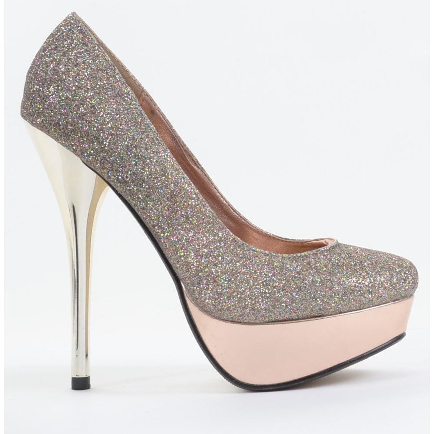 Glitter Round Toe Platform Stiletto Heel Pumps – Fourever Funky